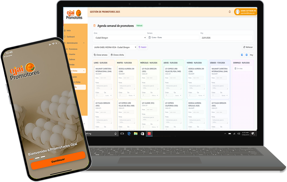 Vista general App Promotores Ojai